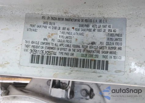 2018 Mazda Mazda3 Touring из США, поврежденный, VIN 3MZBN1V35JM259744